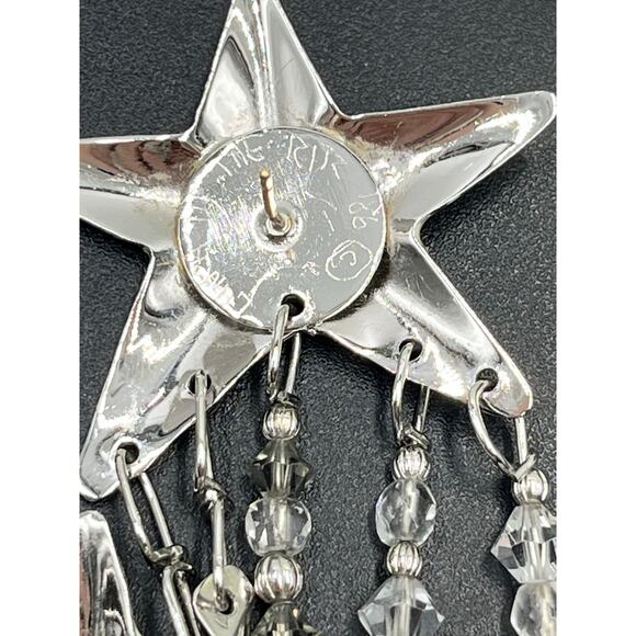 Lunch At The Ritz Vintage Earrings Golden Glitter Stars Moon Signed Designer 86 - Picture 10 of 12